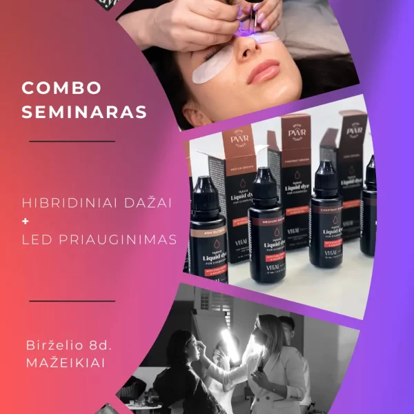COMBO: LED blakstienų priauginimo ir Hibridinių dažų seminaras