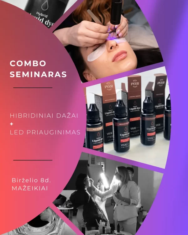 COMBO: LED blakstienų priauginimo ir Hibridinių dažų seminaras